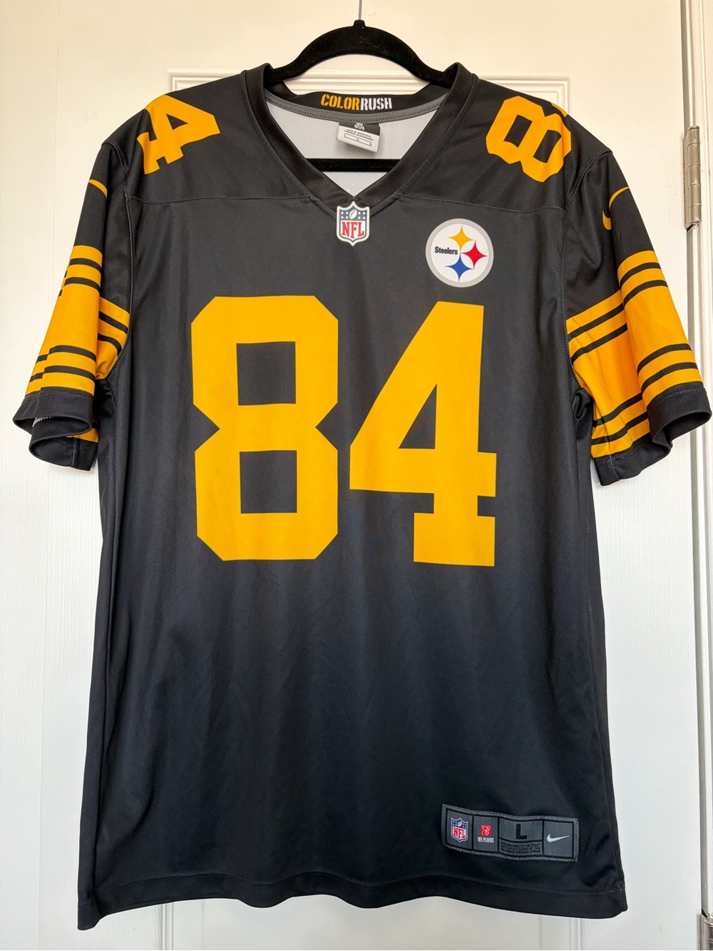 Nike Steelers Antonio Brown #84 Color Rush Jersey Mens L Black Gold NFL